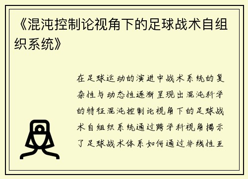 《混沌控制论视角下的足球战术自组织系统》